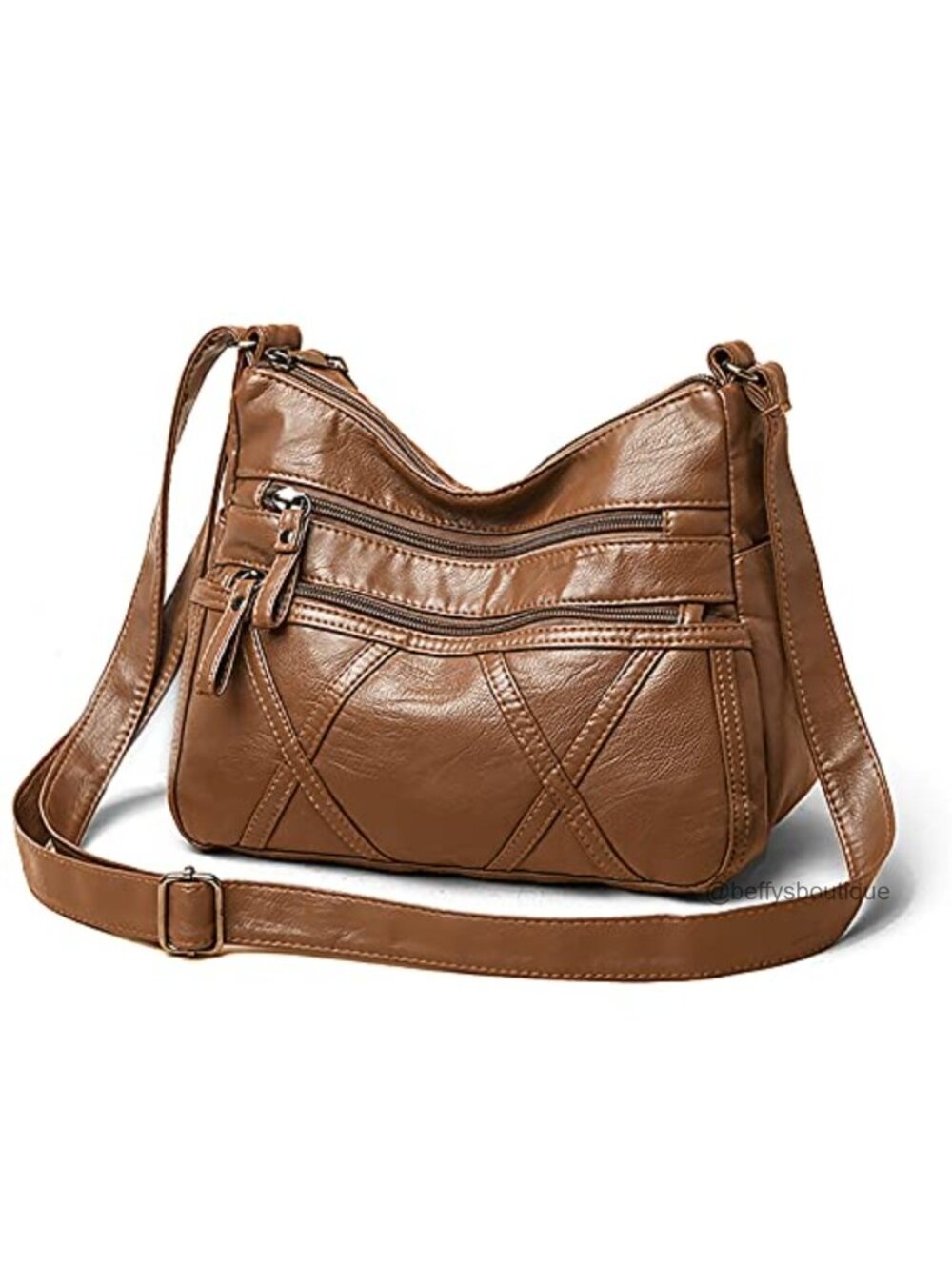 Washed PU Leather Crossbody Bag Small Shoulder Purse Multi Pocket